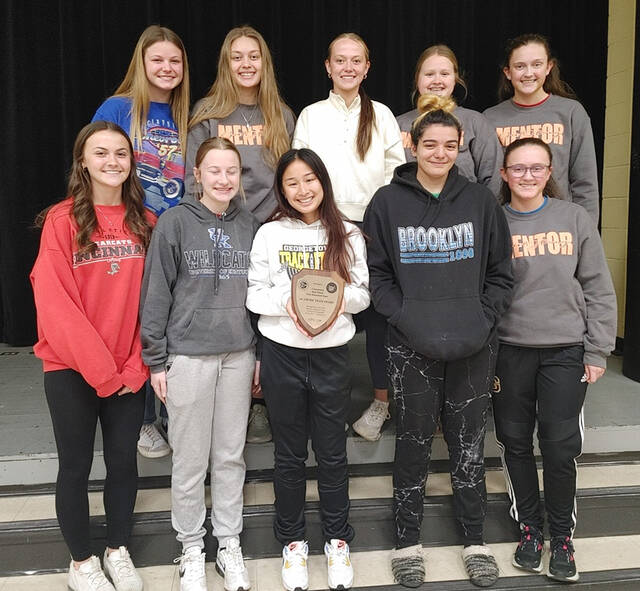 The Georgetown High School girls basketball team recently received the Ohio High School Basketball Coaches Associations Academic Team Award for 2022-23. Team members pictured in the front row, left to right: Lelia Gullett, Gabrielle Ernst, Olivia Henson, Alexis Neal, Riley Bertram, (SSG) Staff Sergeant Matt Eldridge, who presented the award. Back row, left to right: Kayleeanna Dalton, Natalee McCann, Anistin Fender, Maddie Hudson, Emily Bertram. Not pictured: Caroline Ernst, Lizzy Cahall, Morgan Preston, Madison Riggs.