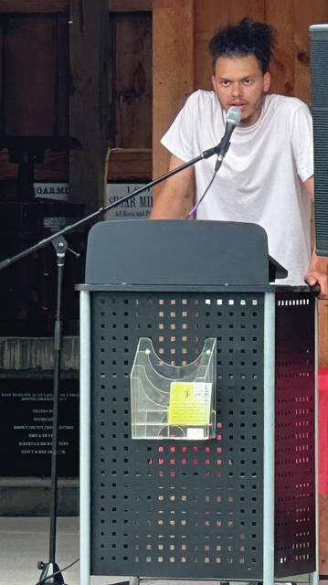 Josh Strange speaks on the history of black music during Ripleys Juneteenth Celebration held June 17. Photo by Wade Linville