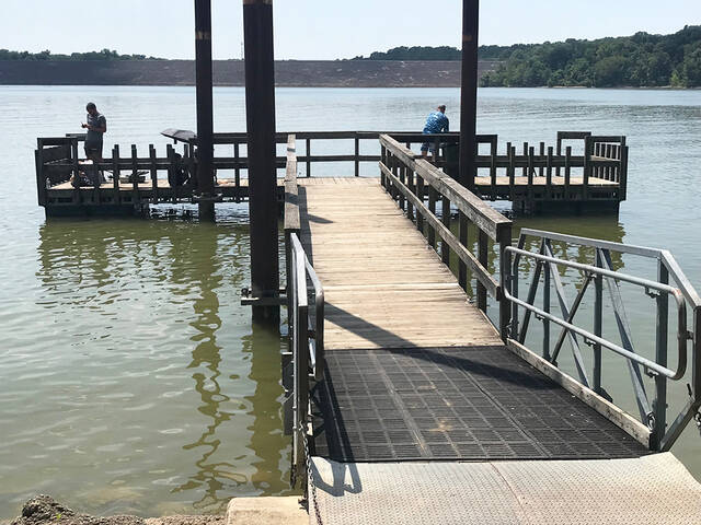 Fishing opportunities abound on Harsha Lake – also known as East Fork Lake – including at the fishing pier near the East Fork State Park campgrounds.