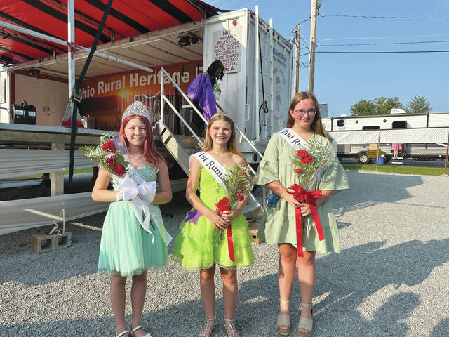 This years Ohio Rural Heritage Festival Princess Pageant winners: from the left, Princess Autumn Pollitt, first runner-up Alex Davis, and second runner-up Jayden Glenn. Photo by Wade Linville