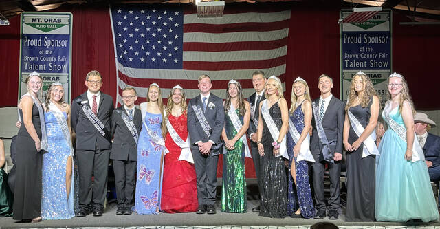 The 2023 Brown County Fair Industry Ambassadors being recognized during the king/queen contest. Photo by Wade Linville