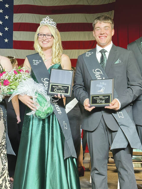 The 2023 Brown County Fair Queen, Bailey Joy Davis, and Fair King, Kyle Berry. Photo by Wade Linville