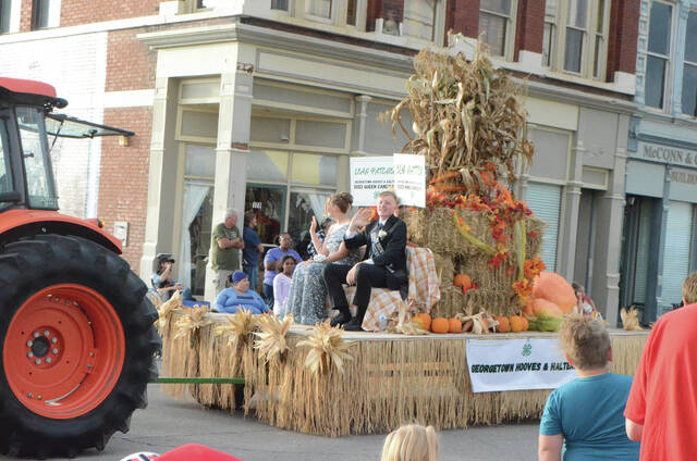 Leah Patchell and Ely Hatten ride in the 2023 Brown County Fair parade, representing the Georgetown Hooves and Halters 4-H Club. Photo by Wade Linville