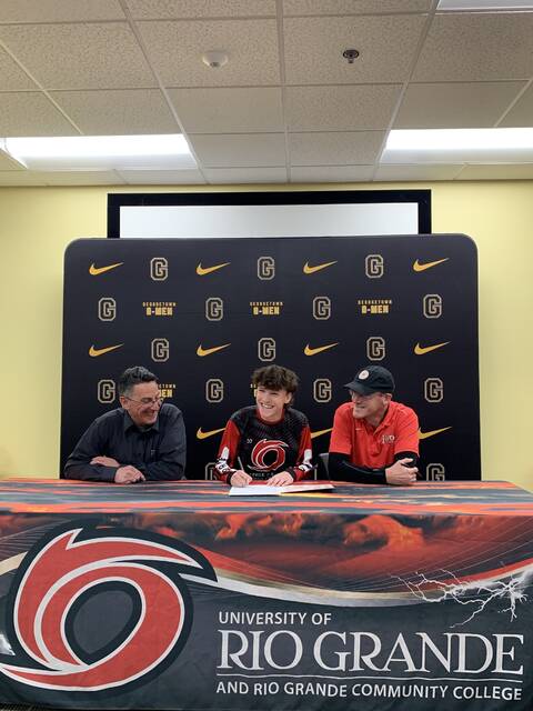 Georgetown High School senior Jacob Faught signed his letter of intent to continue his career as a student/athlete at the University of Rio Grande in Ohio during a signing ceremony on Nov. 28.
