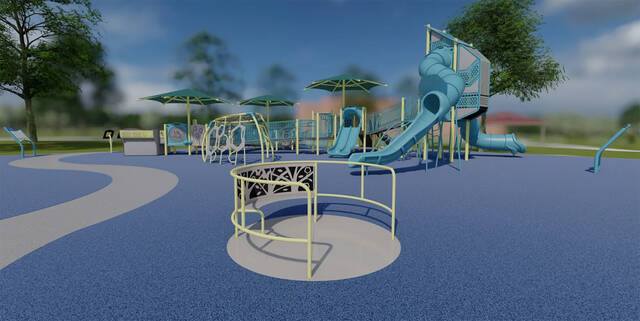 An initial rendering of the improvements planned for the Mt. Orab Community Playground.