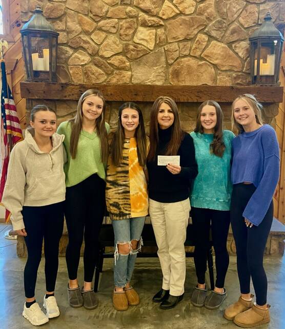 Five students Western Brown School District recently donated $1,200 to the Brown County Night to Shine event, an event sponsored by the Tim Tebow Foundation thats held each year to bring a memorable prom night experience to the local special needs community.Pictured are, from the left, Aubry Green (MOMS), Aubree Taylor (MOMS), Kentley Neal (HEMS), Jennifer Bohrer (Brown County Night to Shine coordinator), Stella Keller (MOMS) and Zurie Nichols (MOMS).