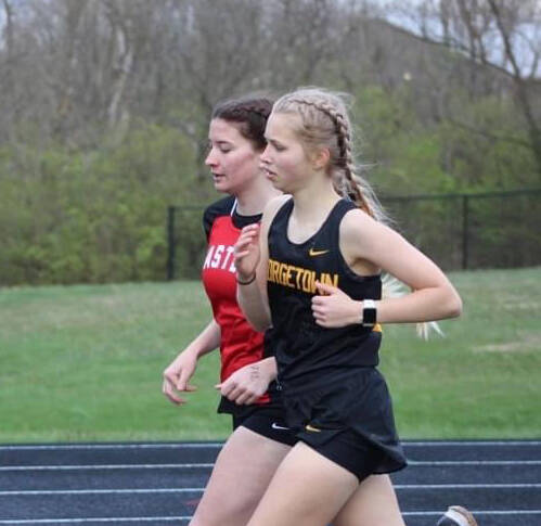 Georgetown sophomore Lydia Klump finished third overall in the girls 1,600 meter run with a time of 6:09.43 at the Georgetown Season Kickoff held March 26.