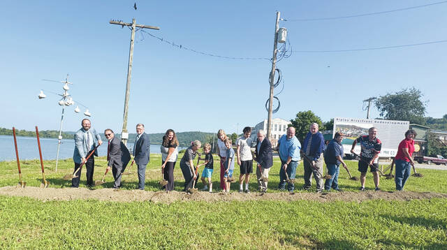 A ceremonial ground breaking was held in Ripley on Aug. 11 to celebrate the $16,387,086 Appalachian Community Grant Fund project that will go towards riverfront improvements along Front Street at the banks of the Ohio River. Photo by Wade Linville
