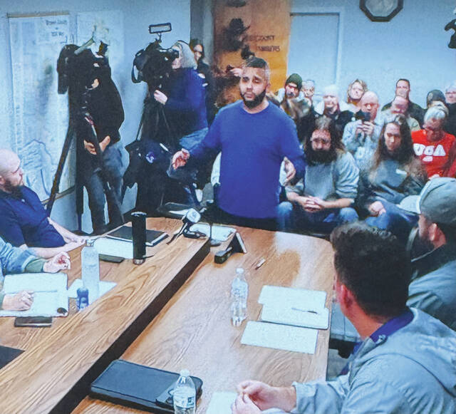 Josh Jackson addresses council members regarding the mega-site during the Jan. 20 Village of Mt. Orab regular council meeting. Photo by Wade Linville
